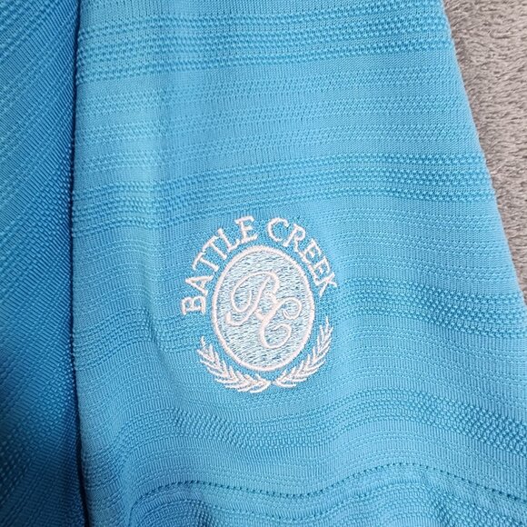 Mens Blue Adidas Polo Shirt 100% Polyester Short Sleeve Size XL - Picture 3 of 8